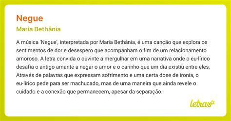 Significado da música NEGUE (Maria Bethânia) 